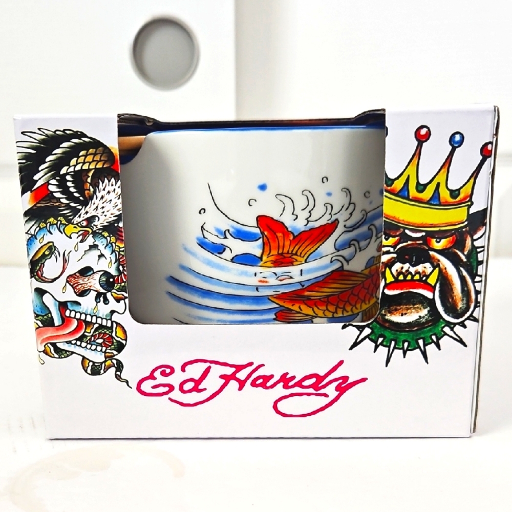 Ed Hardy NIB Tattoo Art Bowl w/Chopsticks